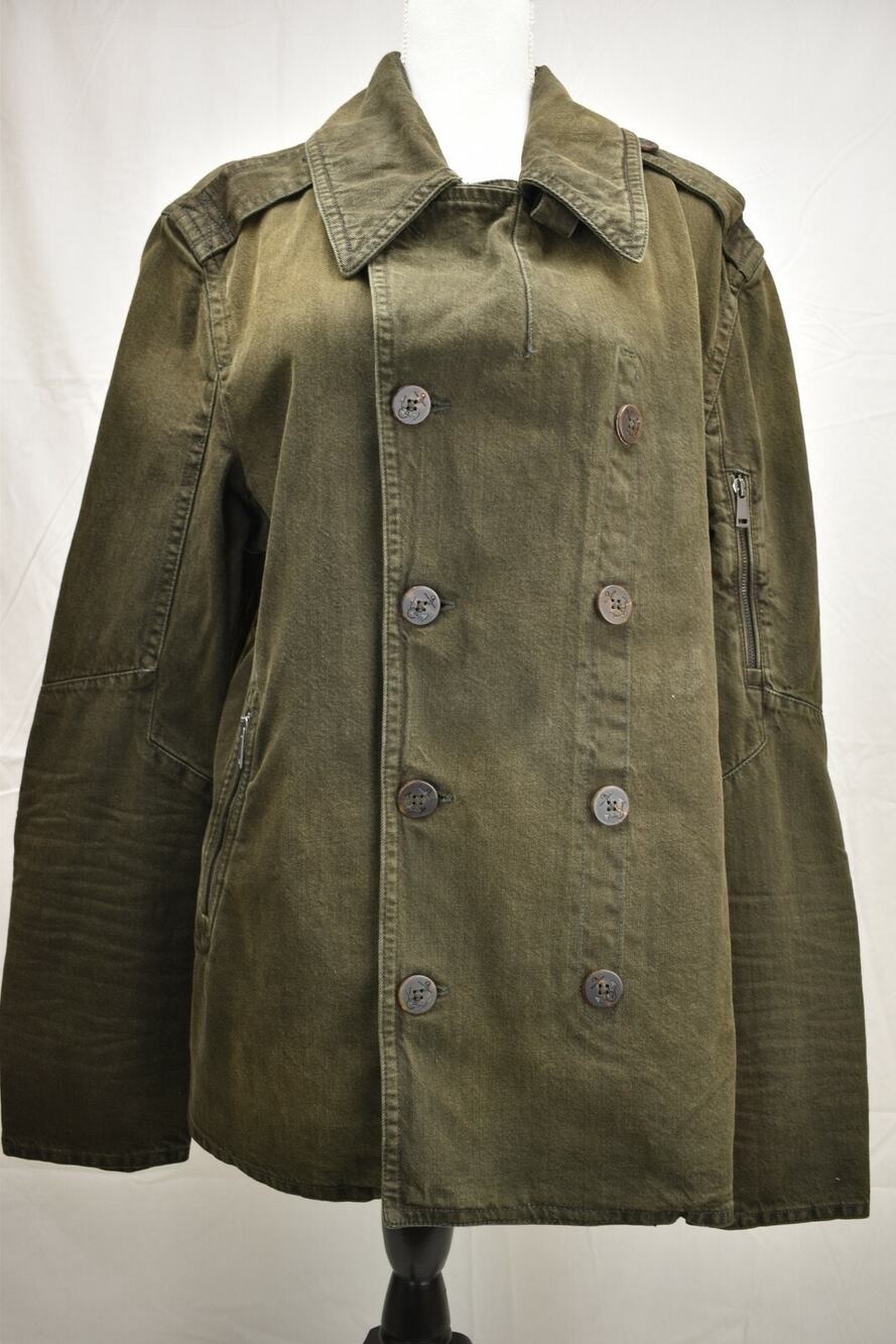 NEW RALPH LAUREN OLIVE GREEN DENIM BUTTON CROPPED PEA JACKET S $895